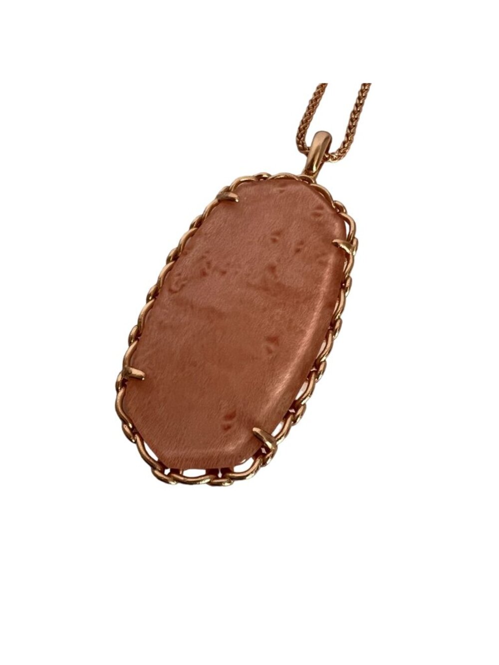 NWT Kendra Scott Macramé Reid Statement Necklace in Blush Wood 14k Rose Gold - Picture 14 of 15